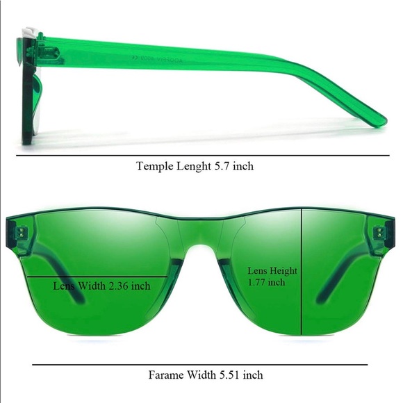 Rimless Wayfarer Sunglasses Retro Green Classic NW - Picture 5 of 5